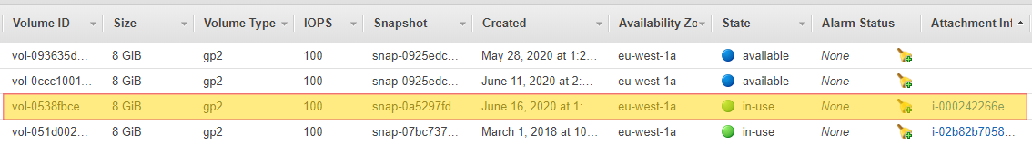 AWS EBS Volumes not used