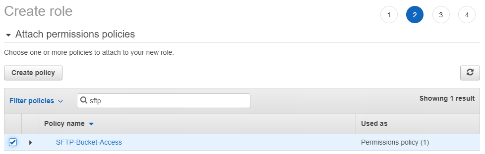 Attach IAM Policy for AWS SFTP IAM Role