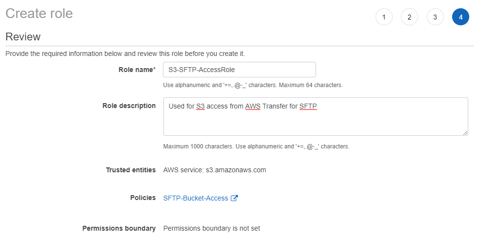 AWS IAM Role Creation for AWS Transfer for SFTP