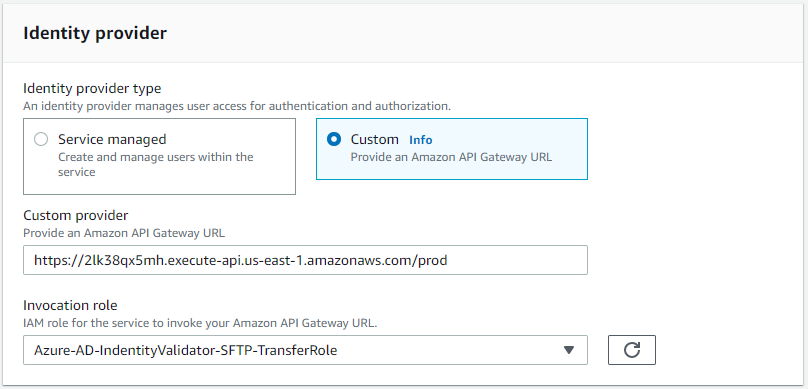 AWS Transfer for SFTP Custom Identity Provider