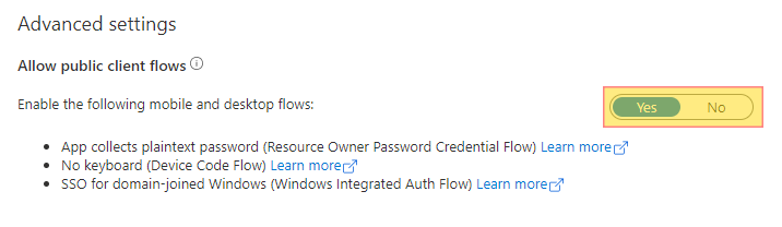 Azure application allow public flows